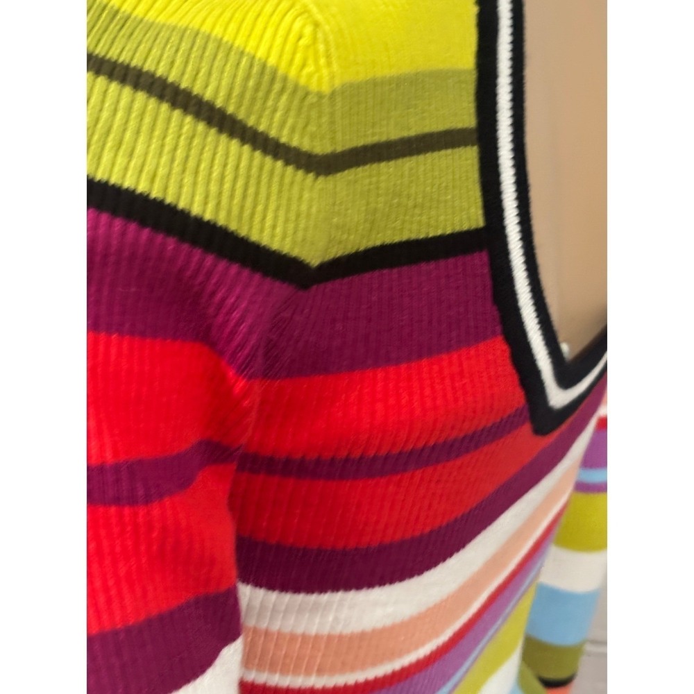 Old Navy x CJR Rainbow Stripe Ribbed Knit Top Open Back Cutout Multi-Color | L - Picture 8 of 14